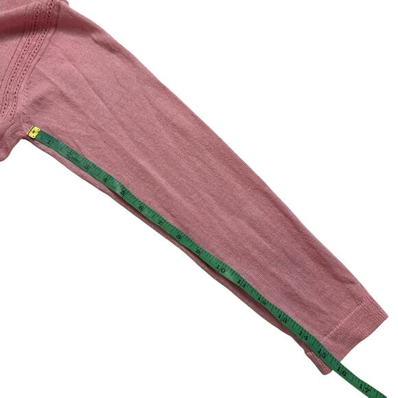 TALBOTS Soft Pink Linen Blend Eyelet Knit Open Cardigan Size Large Womens Curve - Picture 10 of 10